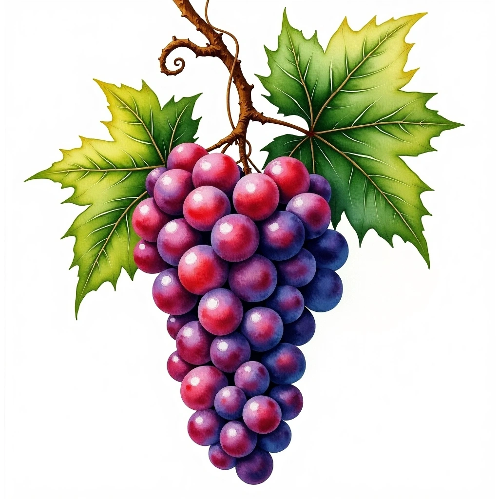 Pineau D'Aunis grape variety — Red watercolor illustration