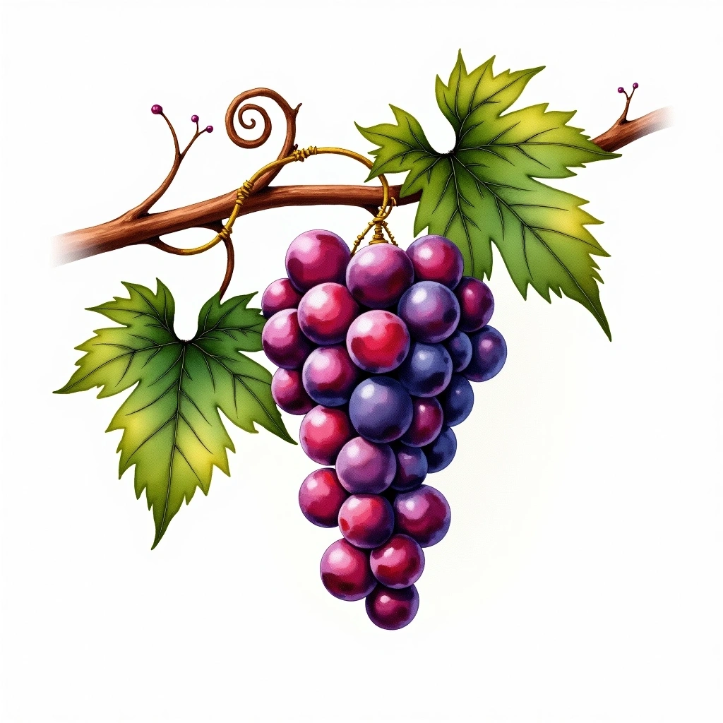 Pinenc grape variety — Red watercolor illustration