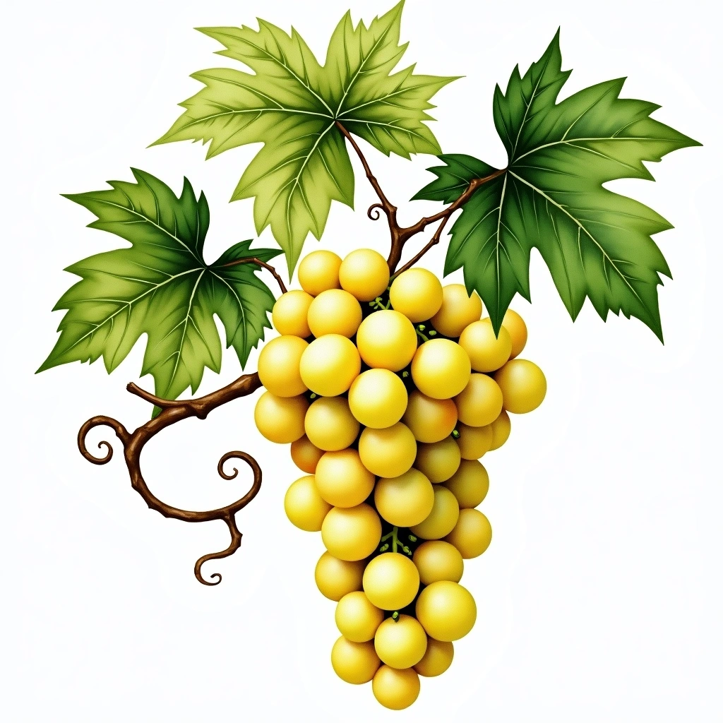 Pinot Blanc grape variety — White watercolor illustration