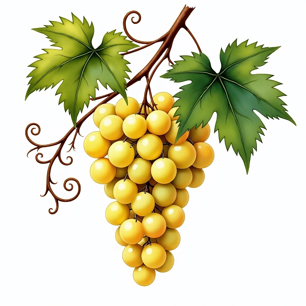 Pinot Gris grape variety — White watercolor illustration