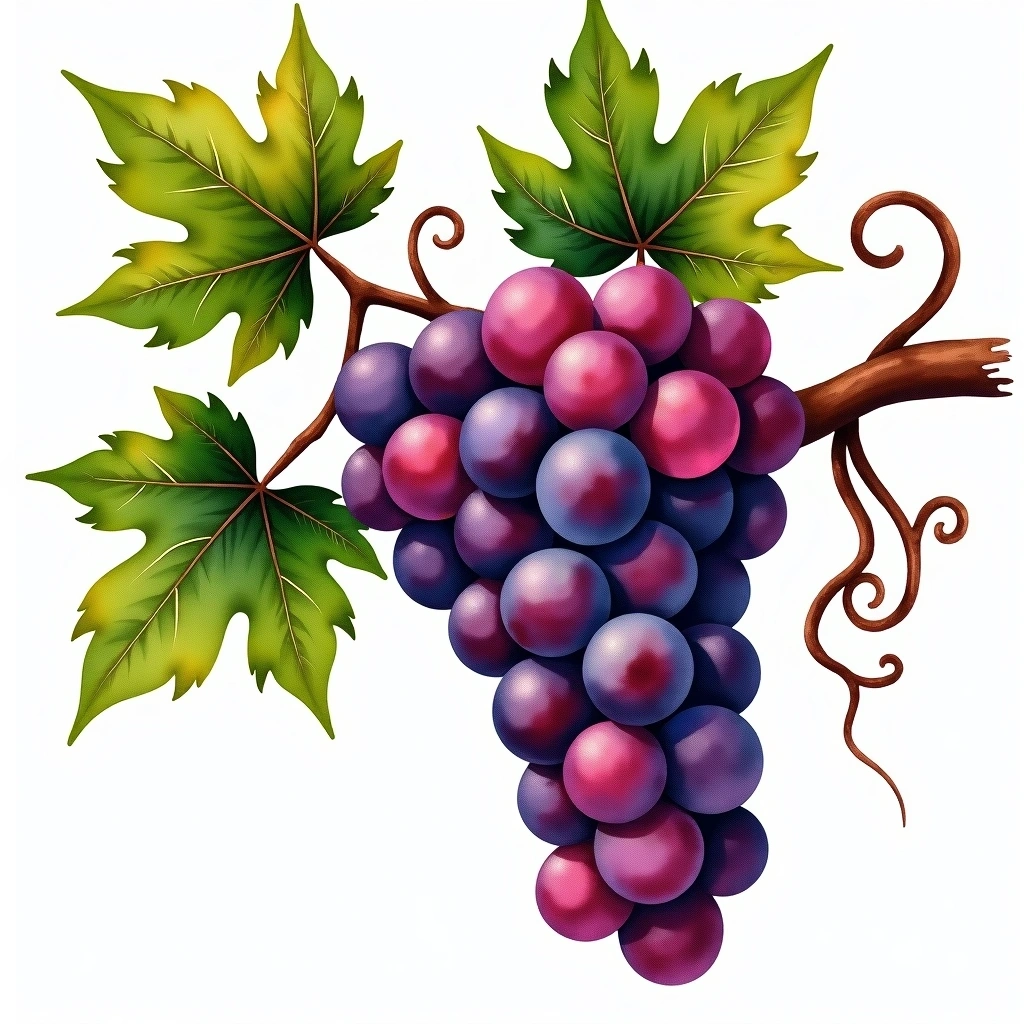 Pinotage grape variety — Red watercolor illustration