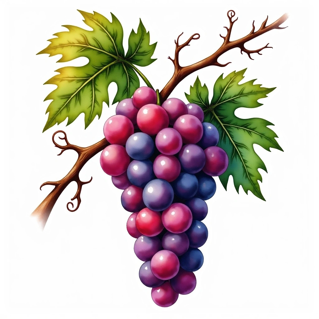 Premetta grape variety — Red watercolor illustration