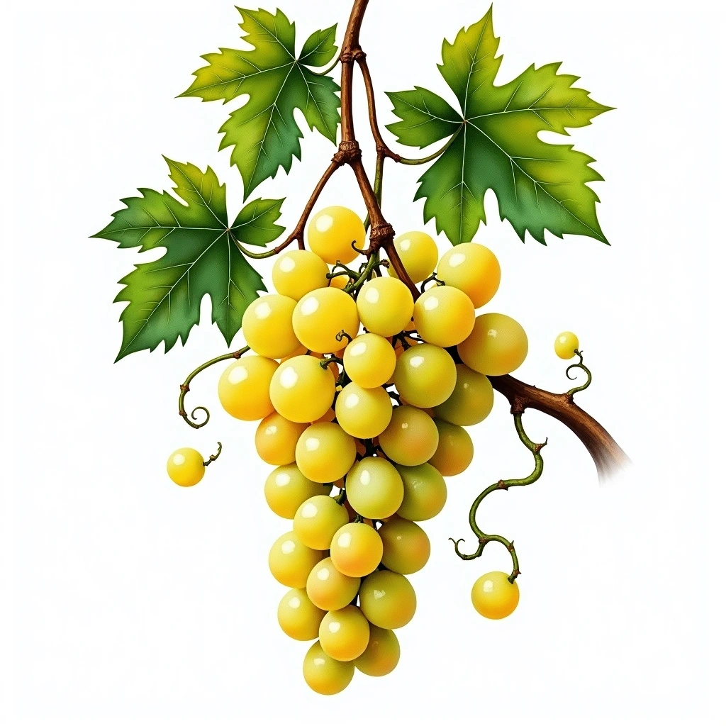 Prensal grape variety — White watercolor illustration