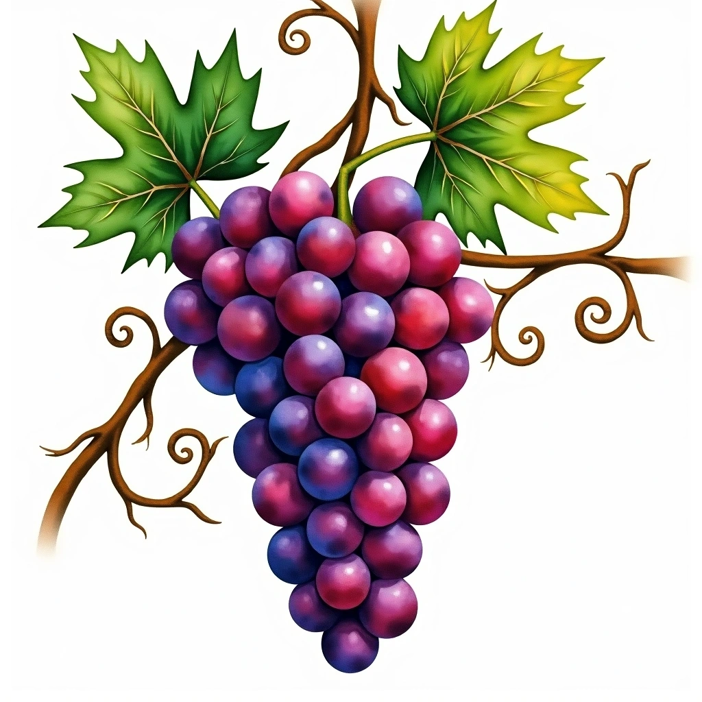 Pulcinculo grape variety — Red watercolor illustration