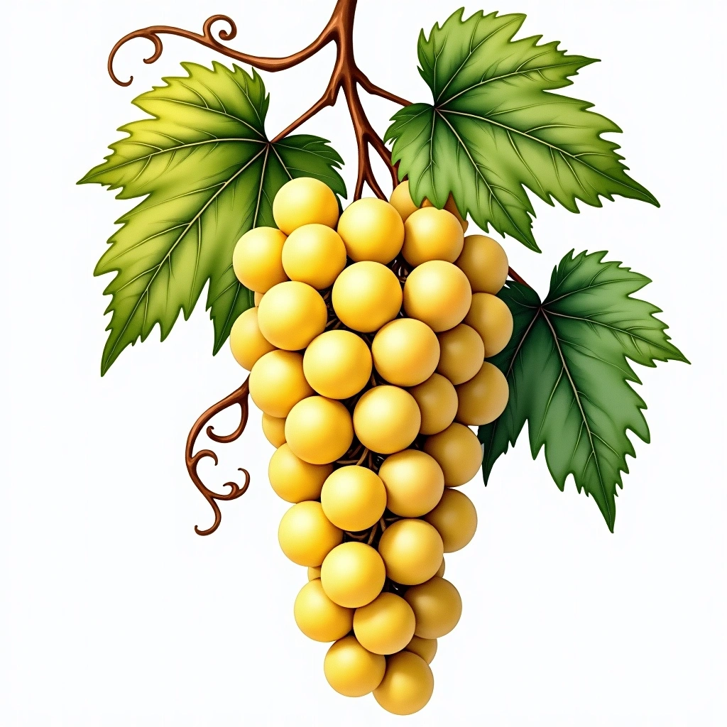 Rabo de Ovelha grape variety — White watercolor illustration