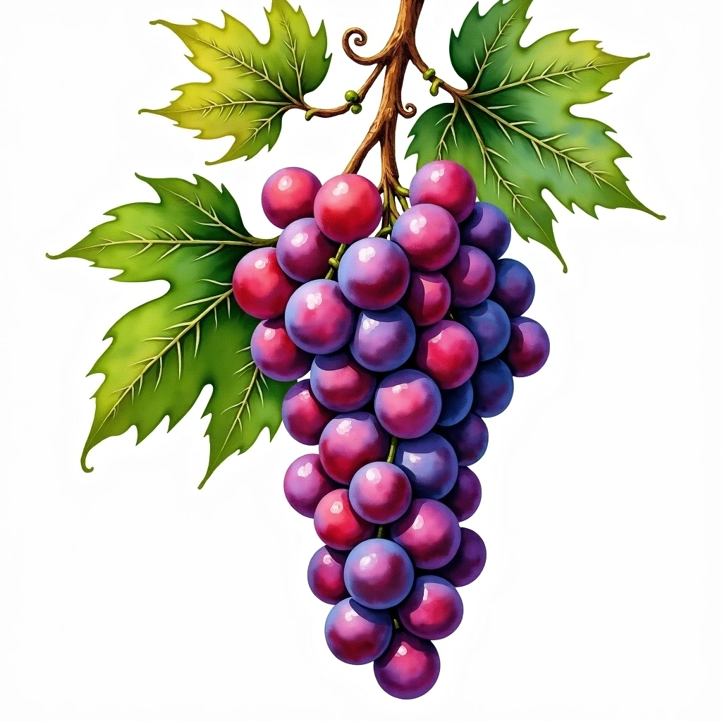Raboso Piave grape variety — Red watercolor illustration