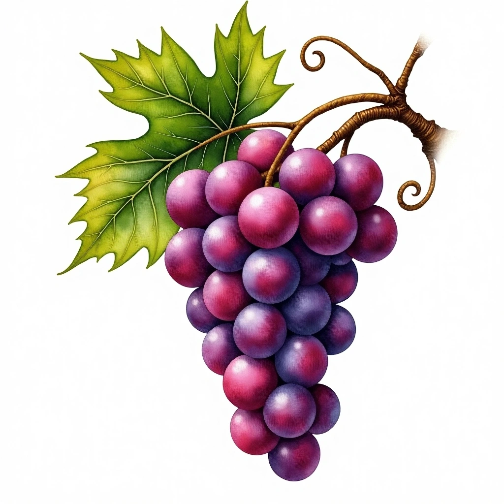 Raboso Veronese grape variety — Red watercolor illustration