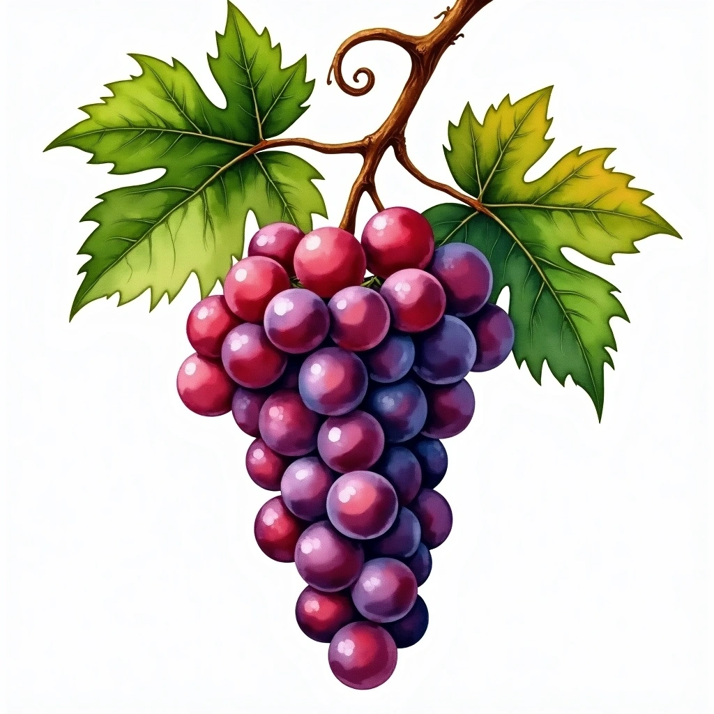 Ramisco grape variety — Red watercolor illustration