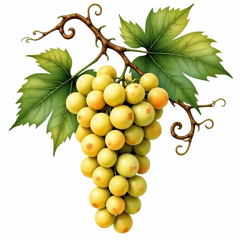 Räuschling grape variety — White watercolor illustration