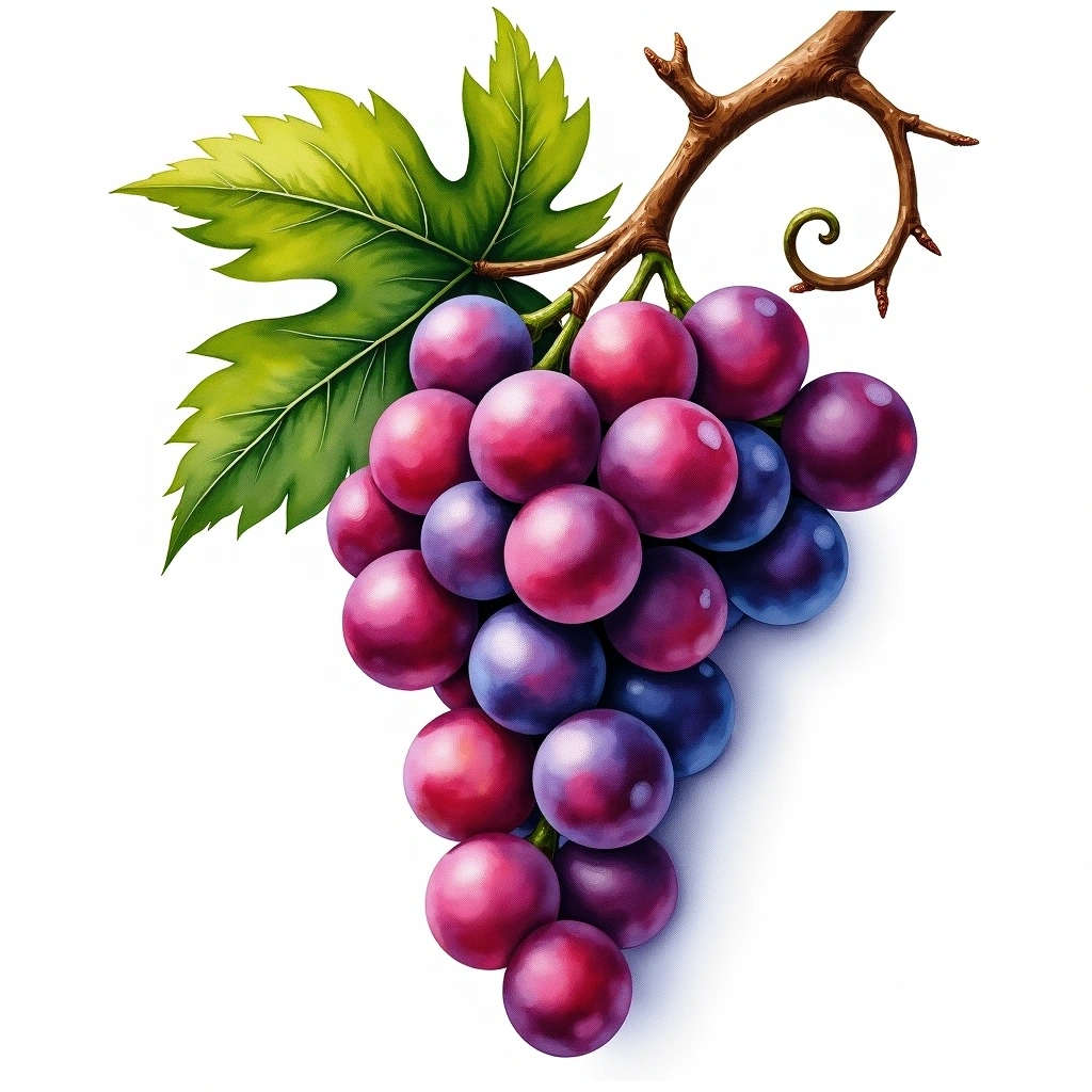 Rebo grape variety — Red watercolor illustration
