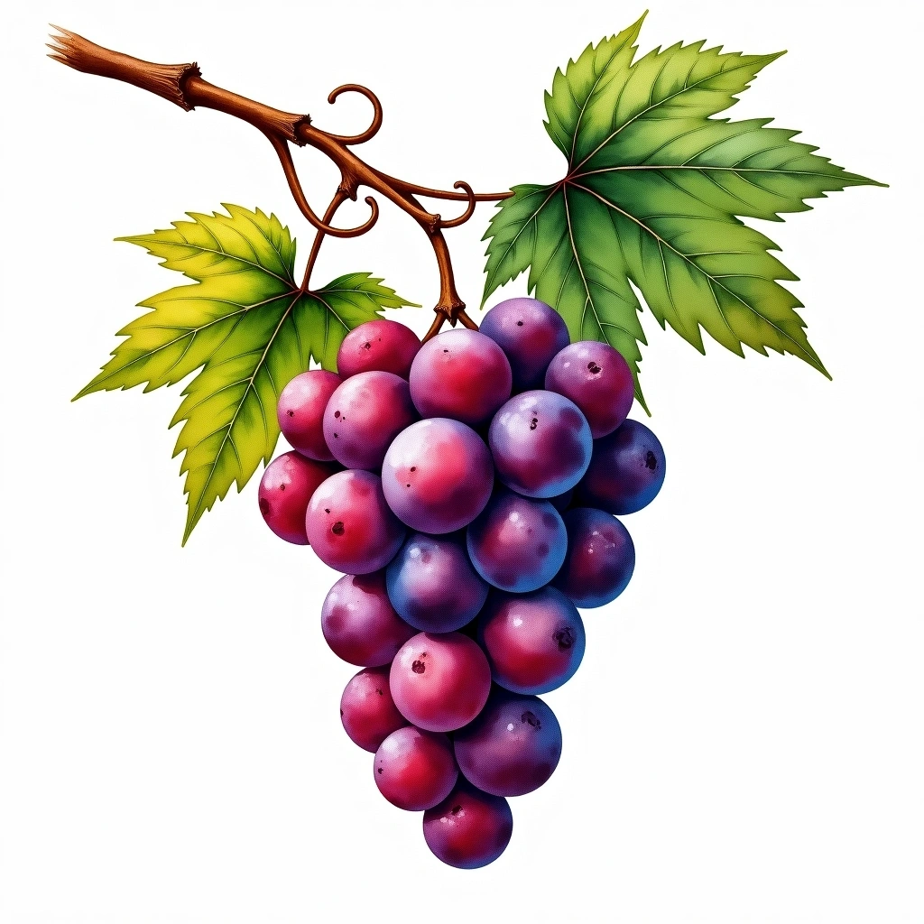 Refosco grape variety — Red watercolor illustration