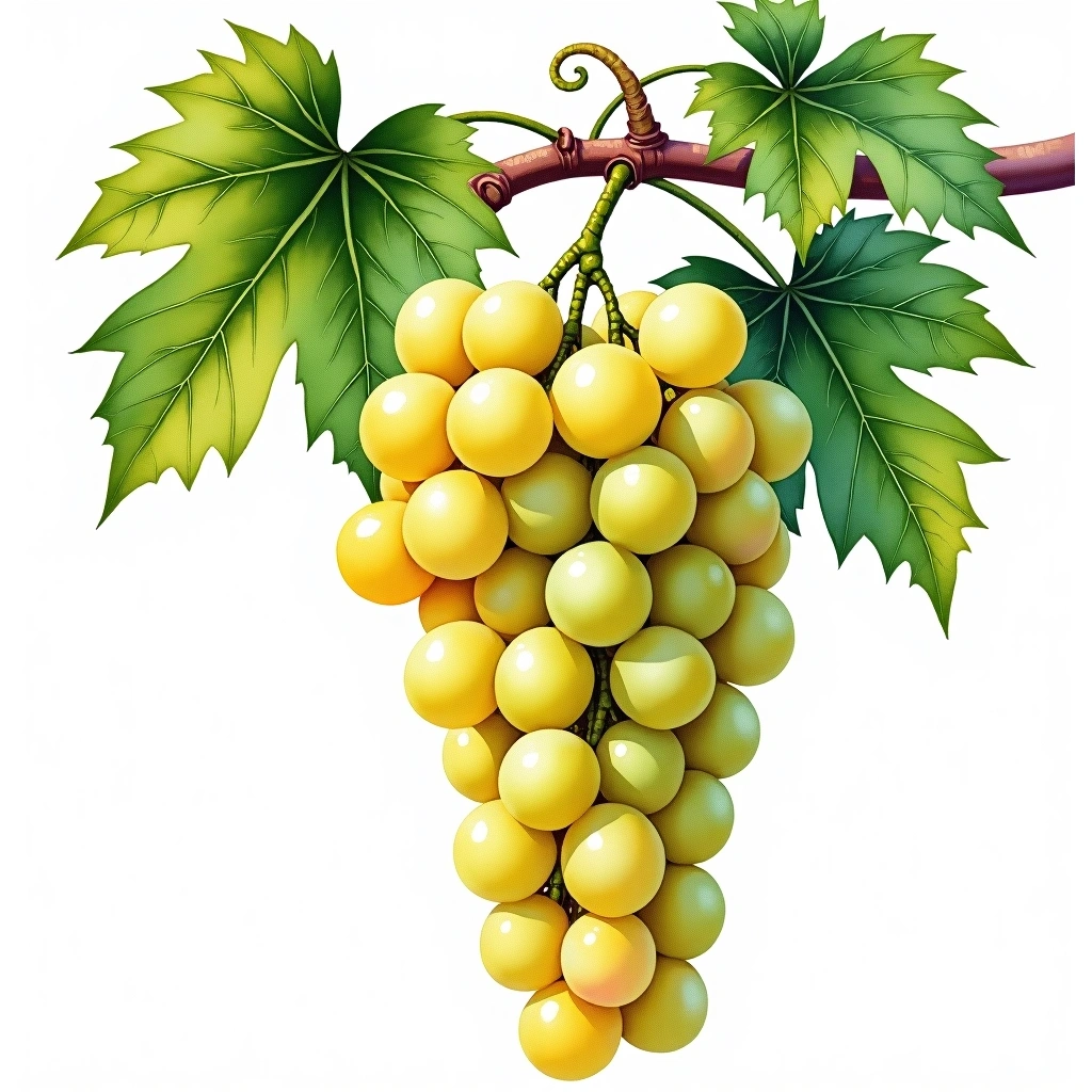 Reichensteiner grape variety — White watercolor illustration
