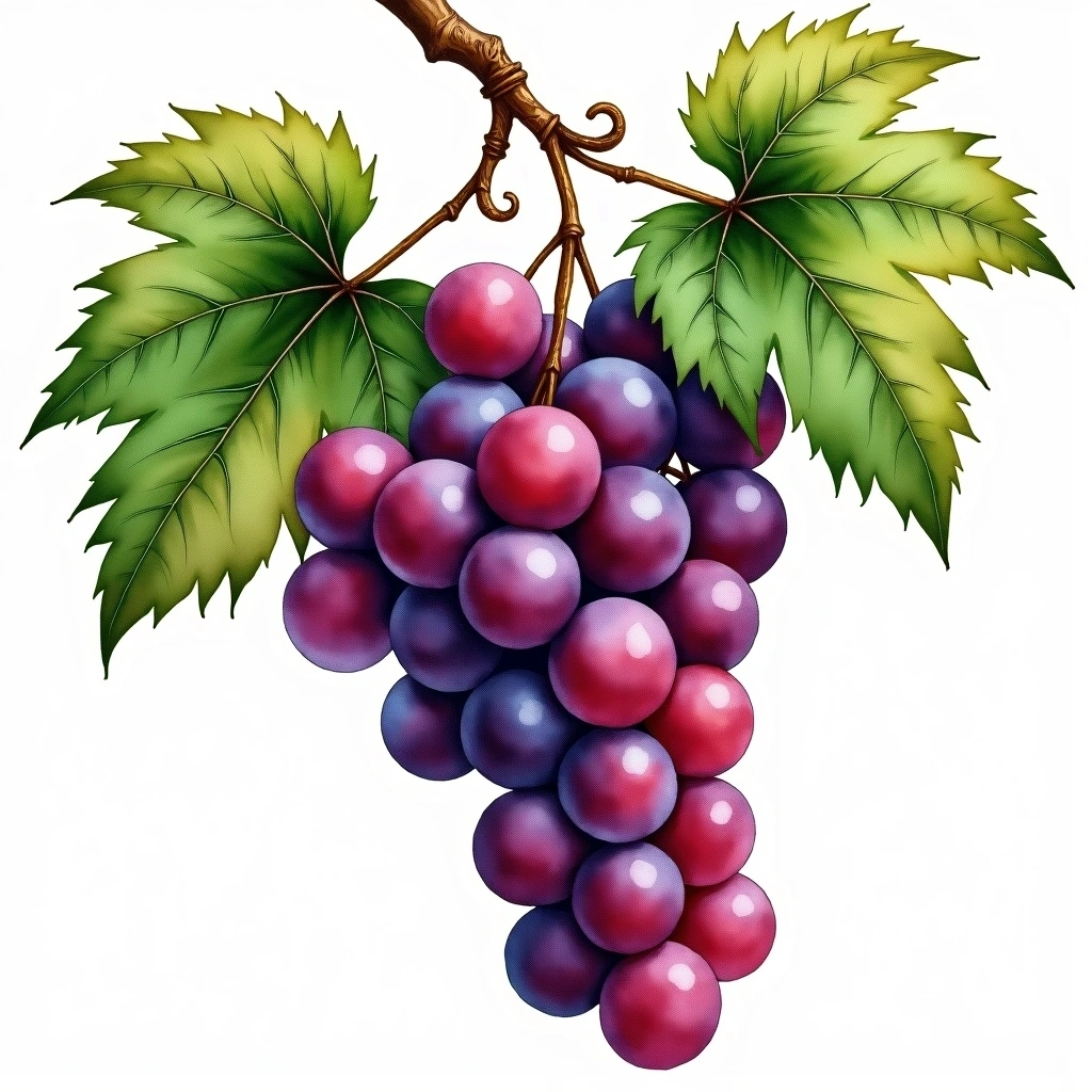 Riesel grape variety — Red watercolor illustration