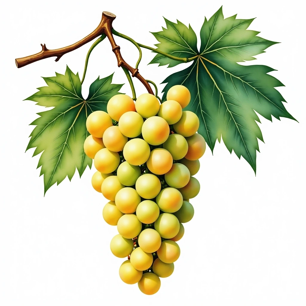Ripolo grape variety — White watercolor illustration