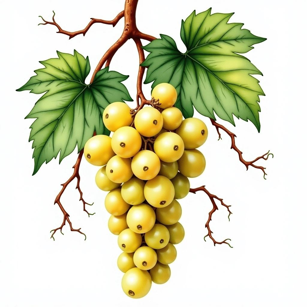 Rkatsiteli grape variety — White watercolor illustration