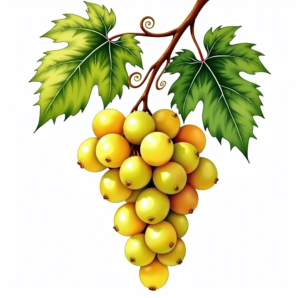 Robola grape variety — White watercolor illustration