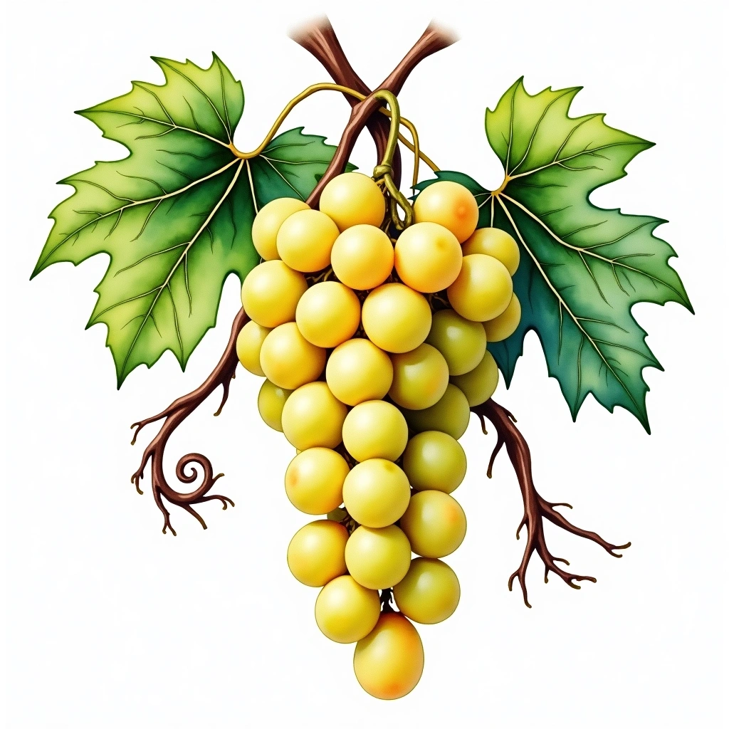 Roditis grape variety — White watercolor illustration
