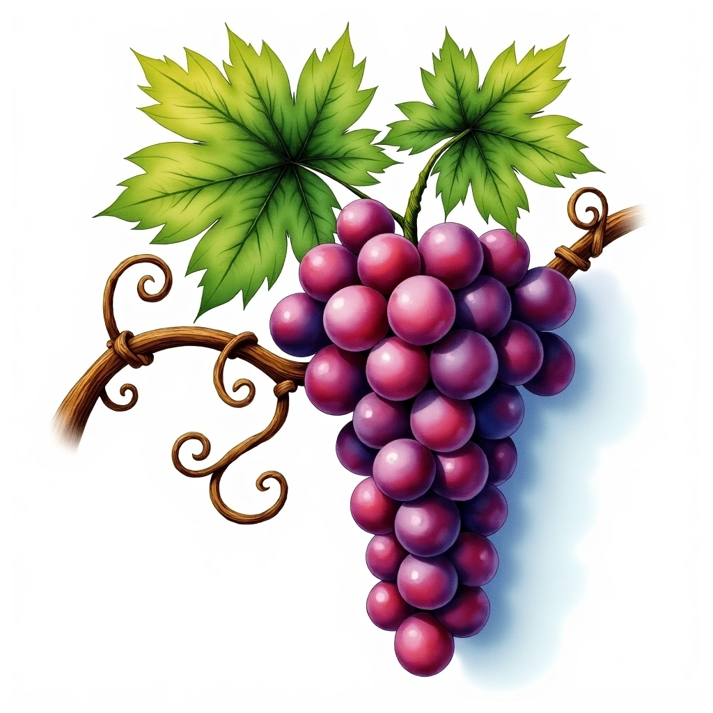 Roesler grape variety — Red watercolor illustration