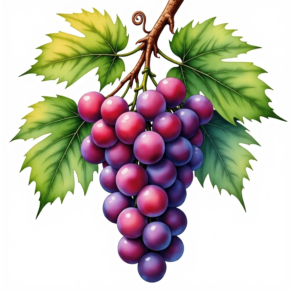 Rondinella grape variety — Red watercolor illustration