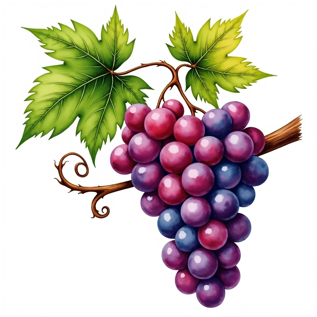 Roobernet grape variety — Red watercolor illustration