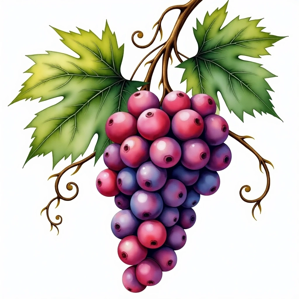 Rossese grape variety — Red watercolor illustration