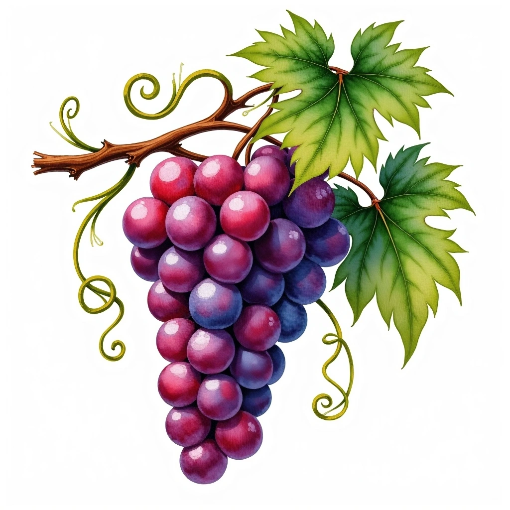 Rossola grape variety — Red watercolor illustration