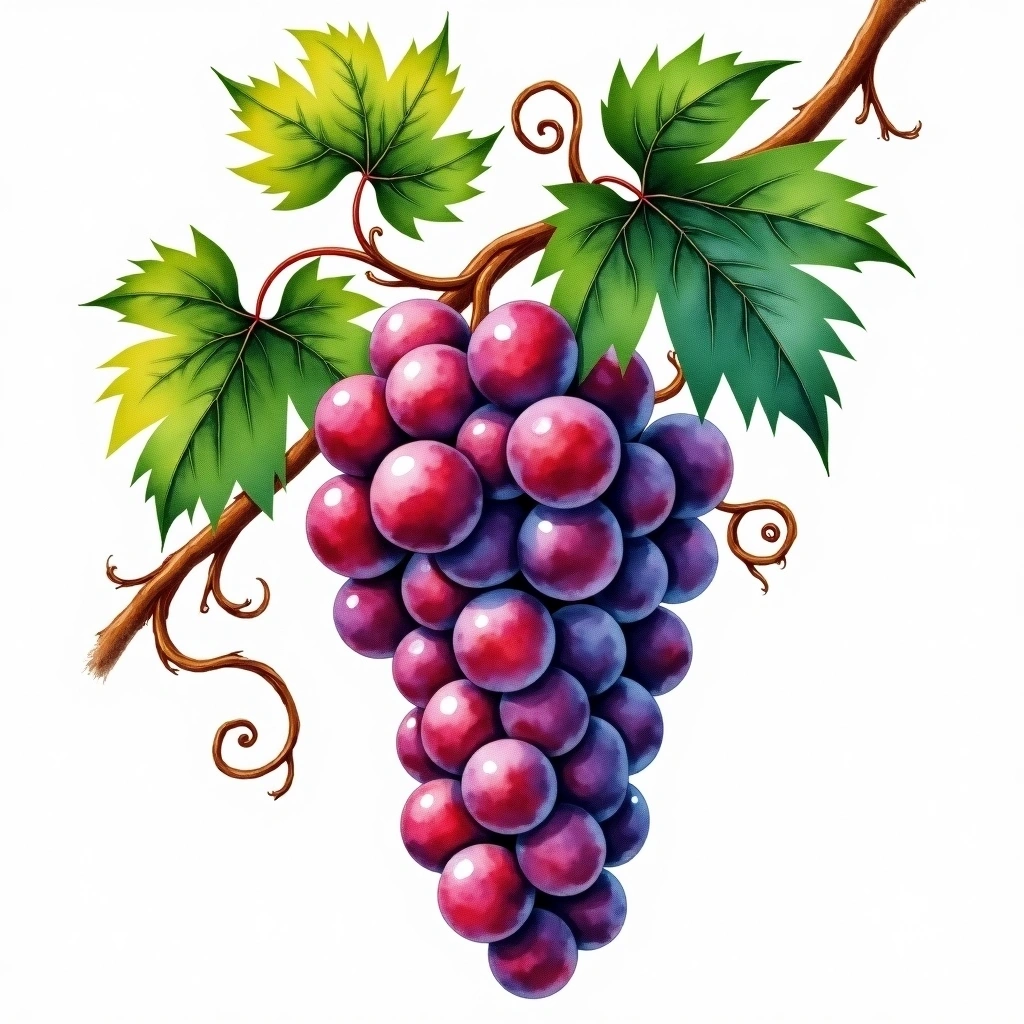 Rotberger grape variety — Red watercolor illustration