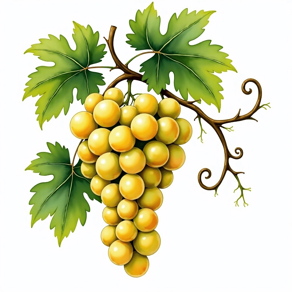 Roter Veltliner grape variety — White watercolor illustration