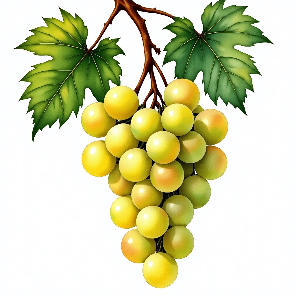 Rotgipfler grape variety — White watercolor illustration