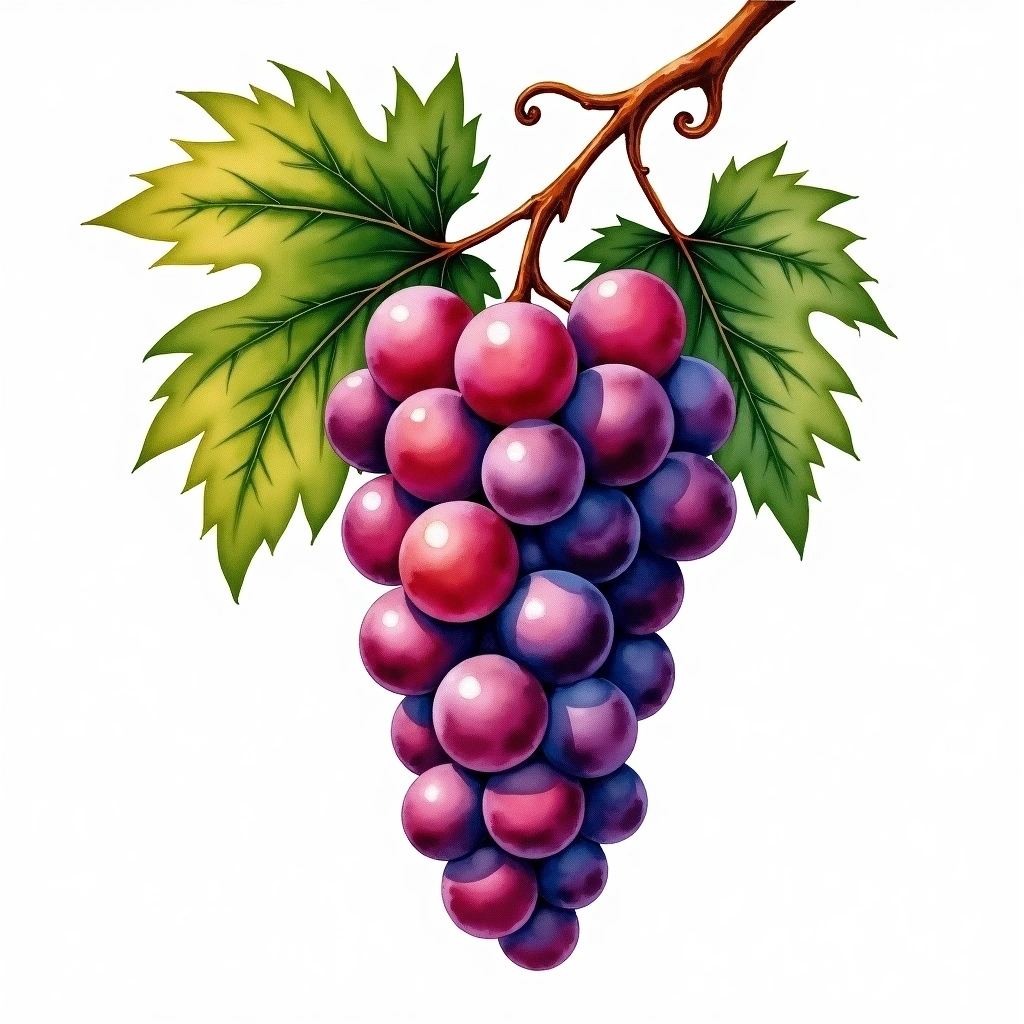 Rougeon grape variety — Red watercolor illustration