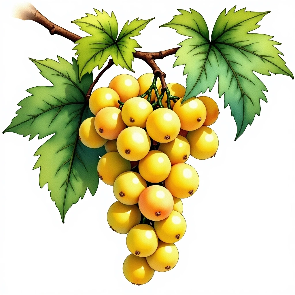 Roupeiro grape variety — White watercolor illustration