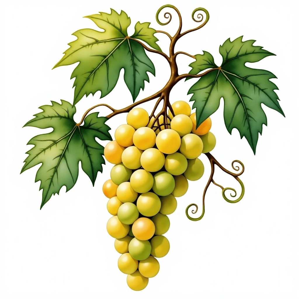Roussette D'Ayze grape variety — White watercolor illustration
