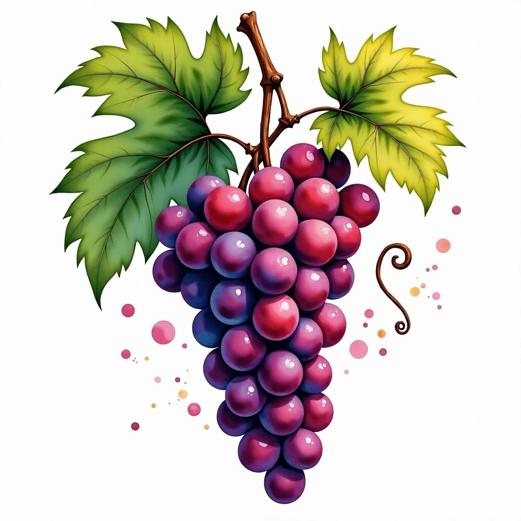 Rubired grape variety — Red watercolor illustration