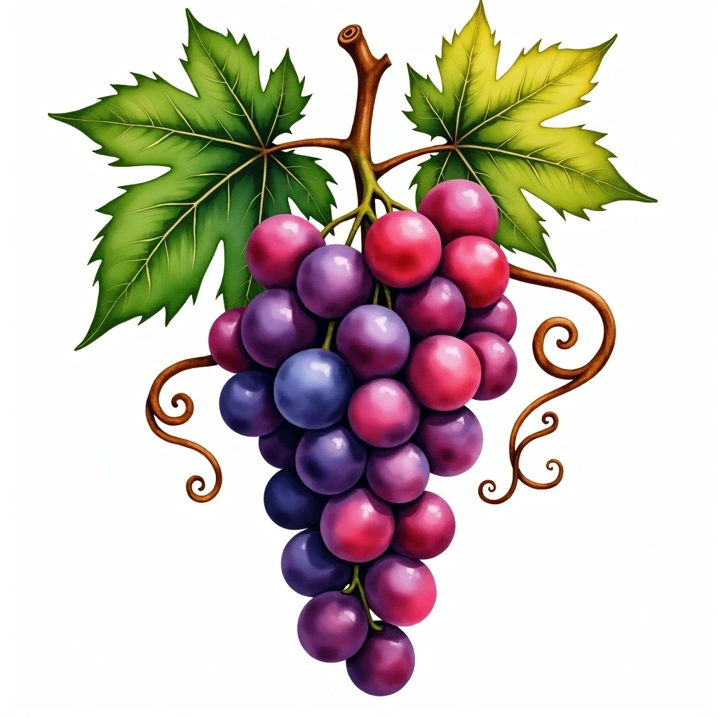 Rufete grape variety — Red watercolor illustration