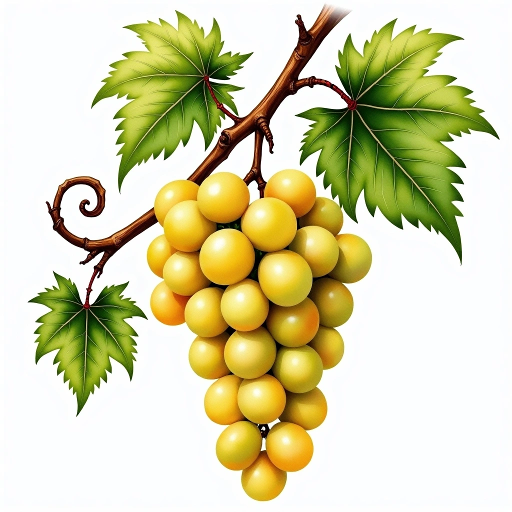 Ruggine grape variety — White watercolor illustration
