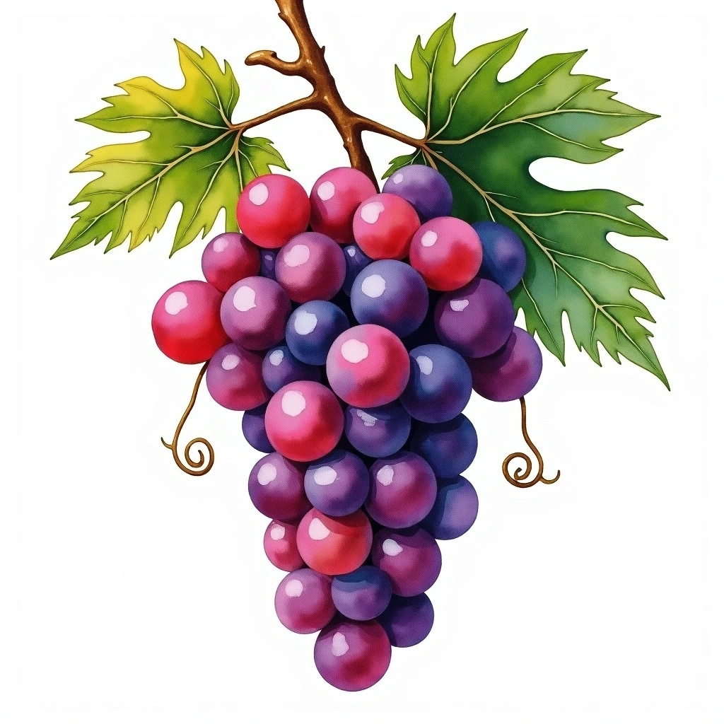 Ruländer grape variety — Red watercolor illustration