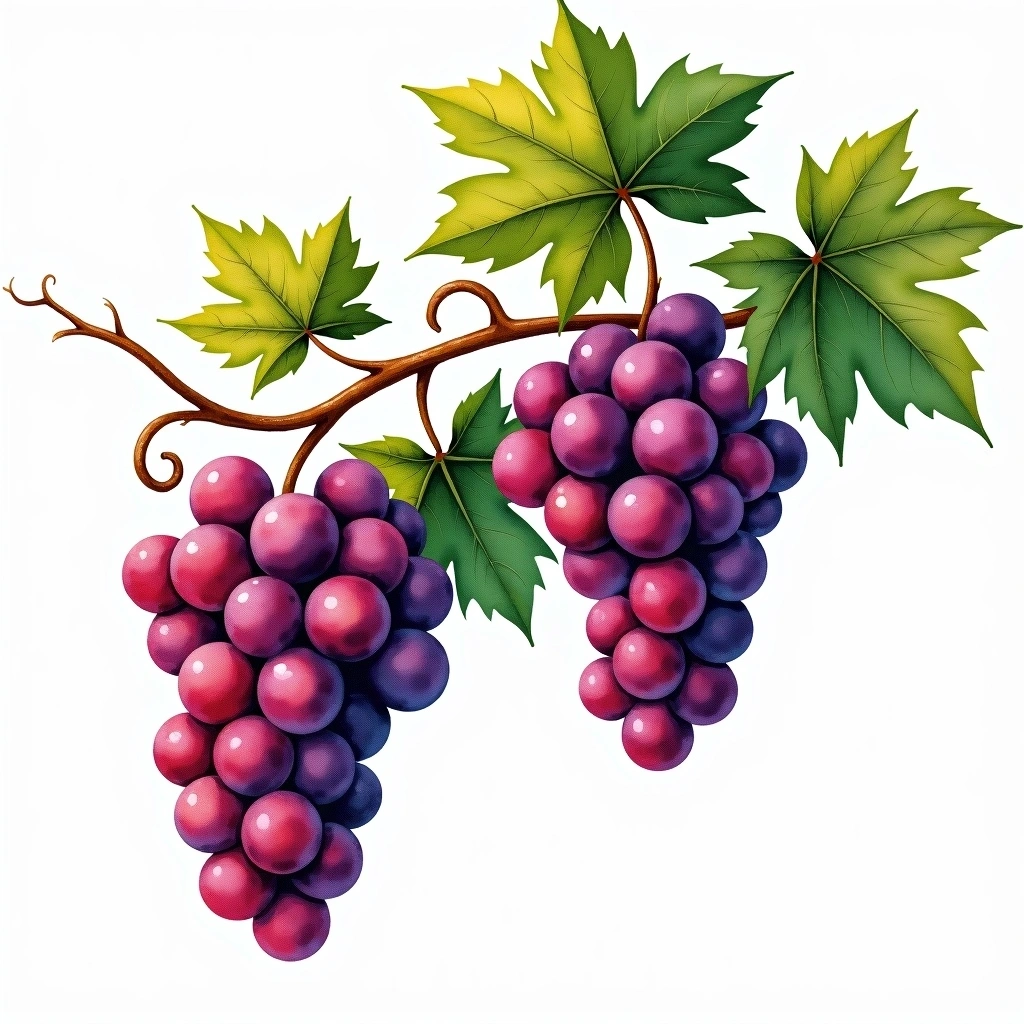 Sabrevois grape variety — Red watercolor illustration