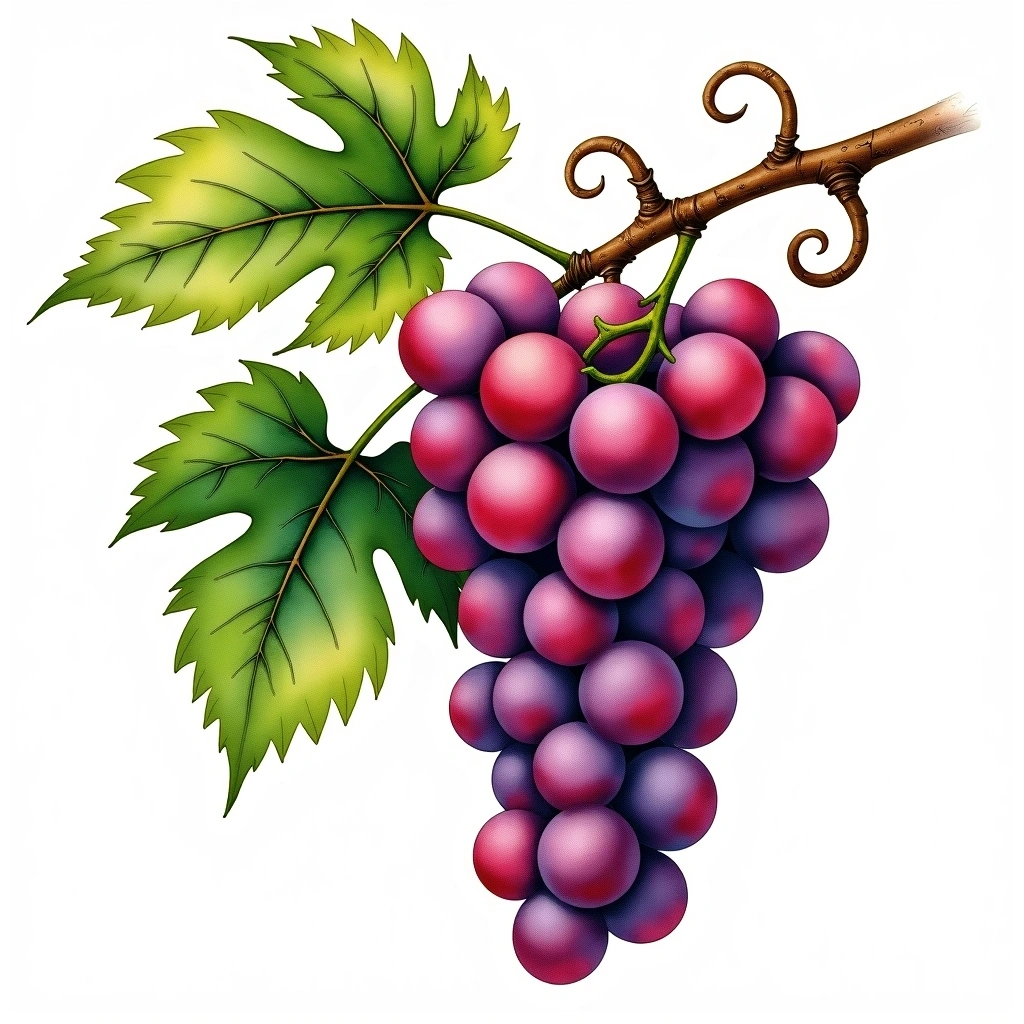 Samsó grape variety — Red watercolor illustration