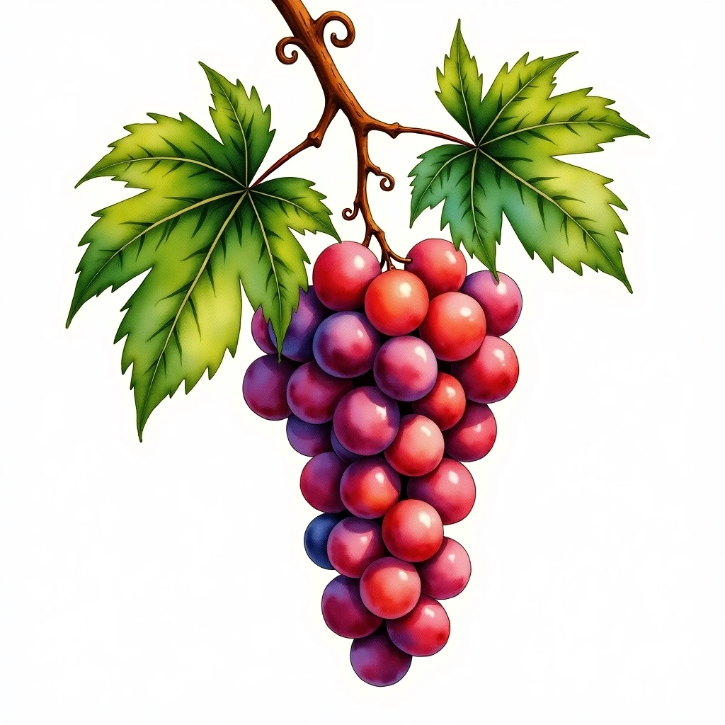 Sangiovese grape variety — Red watercolor illustration