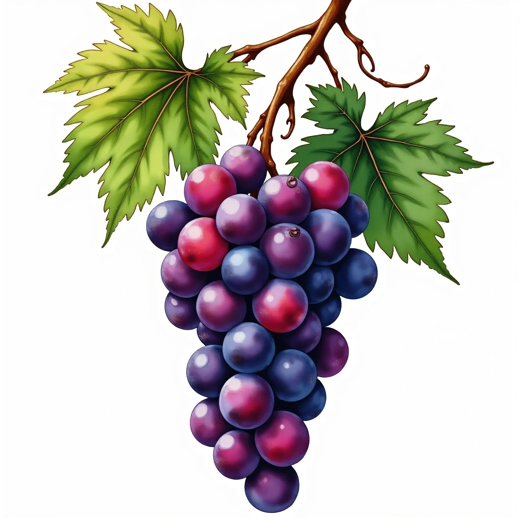 Saperavi grape variety — Red watercolor illustration