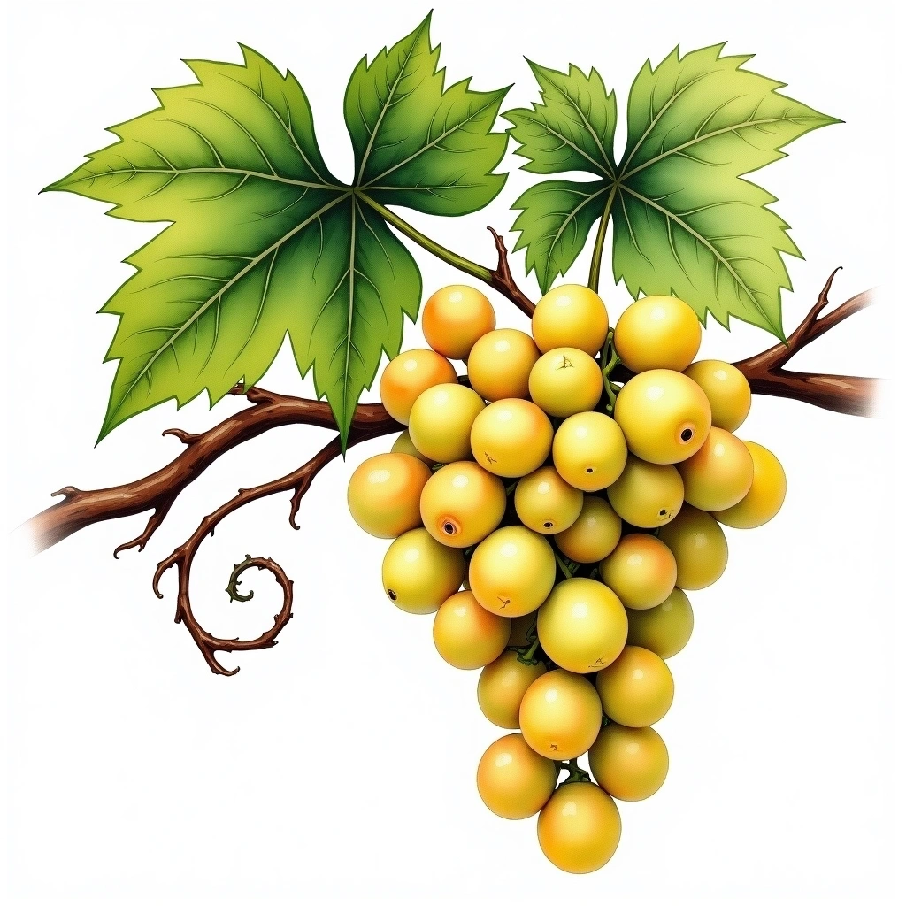 Sarba grape variety — White watercolor illustration