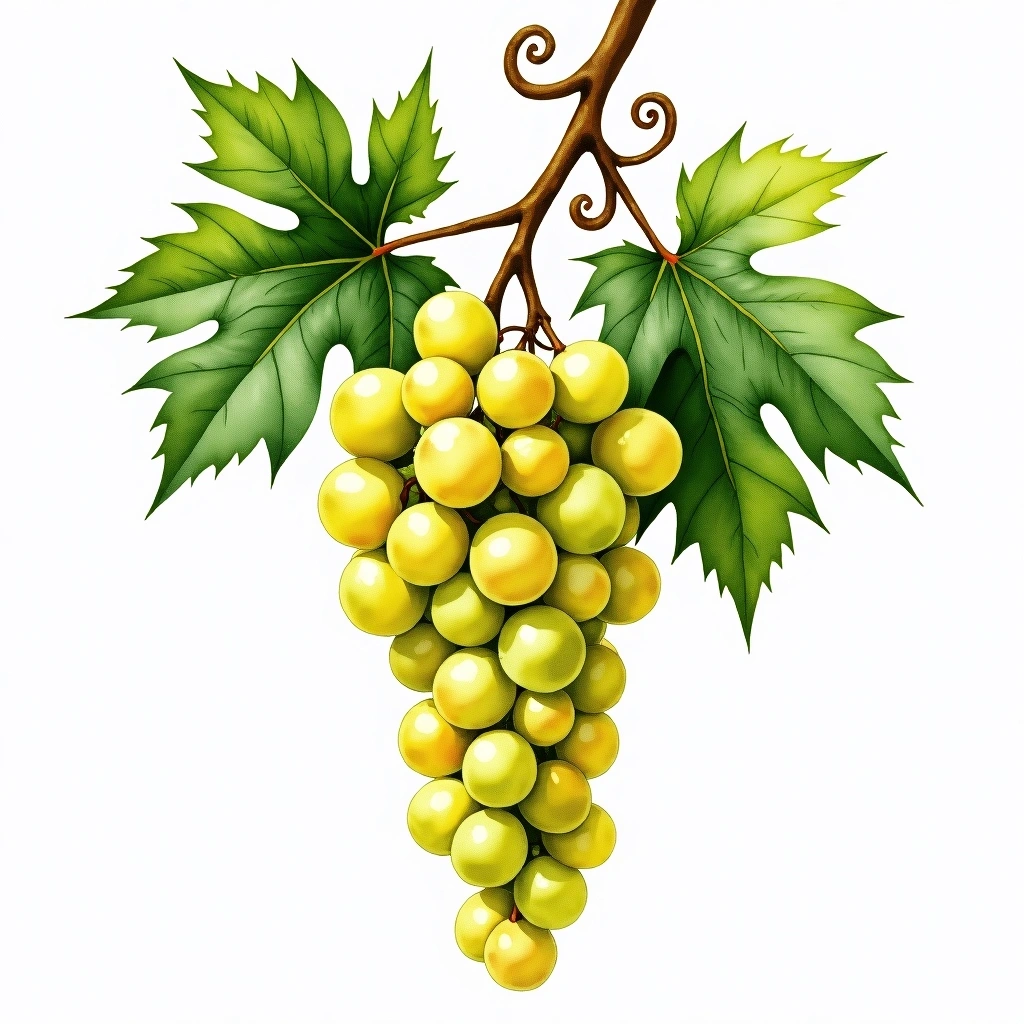 Sauvignon Gris grape variety — White watercolor illustration