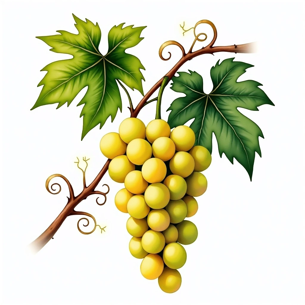 Savatiano grape variety — White watercolor illustration