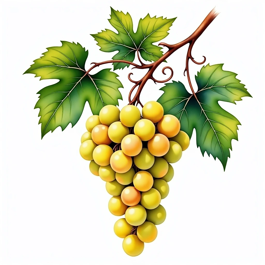 Scheurebe grape variety — White watercolor illustration