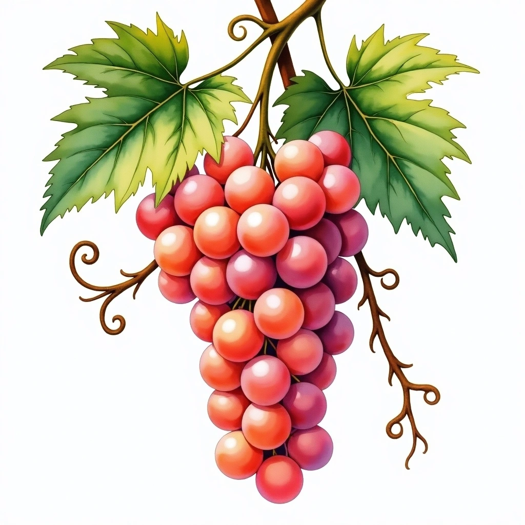 Schiava Gentile grape variety — Rosé watercolor illustration