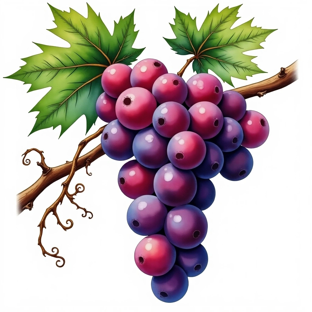 Schiava grape variety — Red watercolor illustration