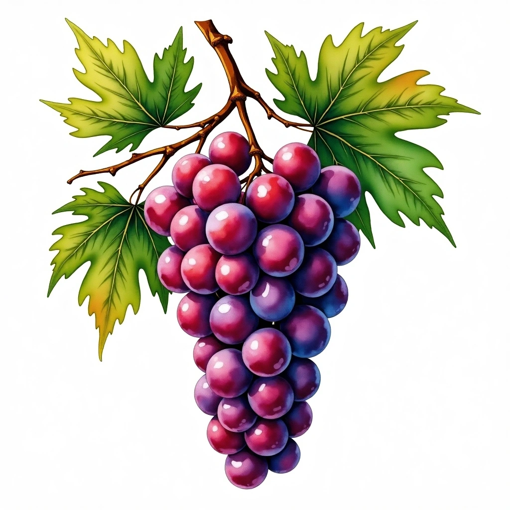 Schiava Grigia grape variety — Red watercolor illustration
