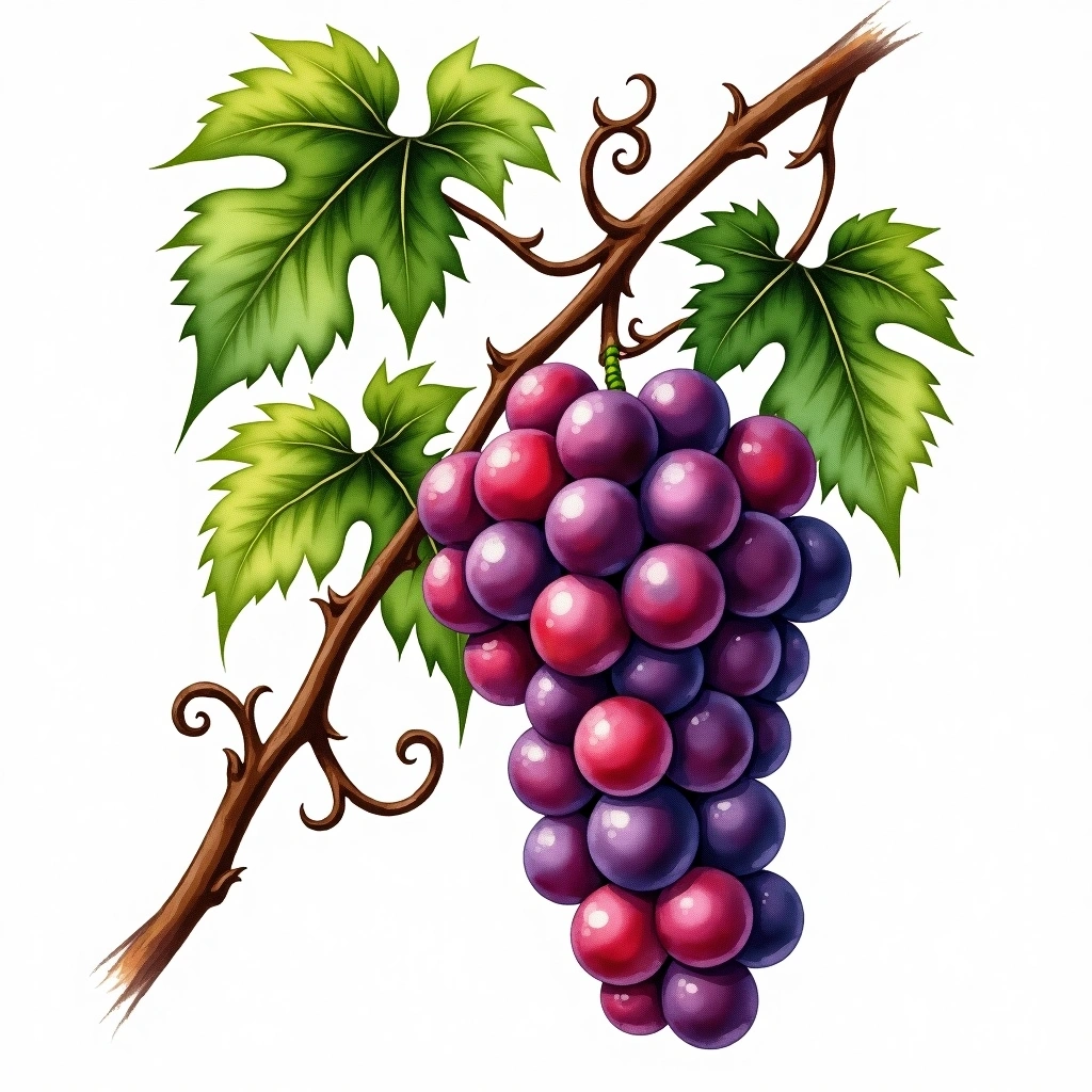 Schioppettino grape variety — Red watercolor illustration