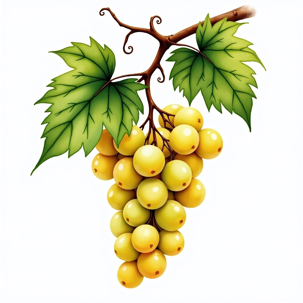 Schönburger grape variety — White watercolor illustration