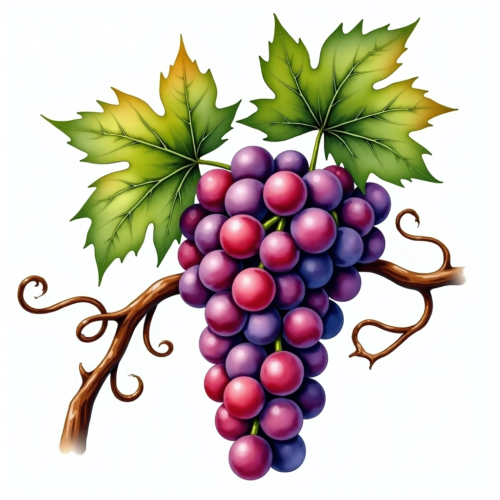 Schwarzriesling grape variety — Red watercolor illustration